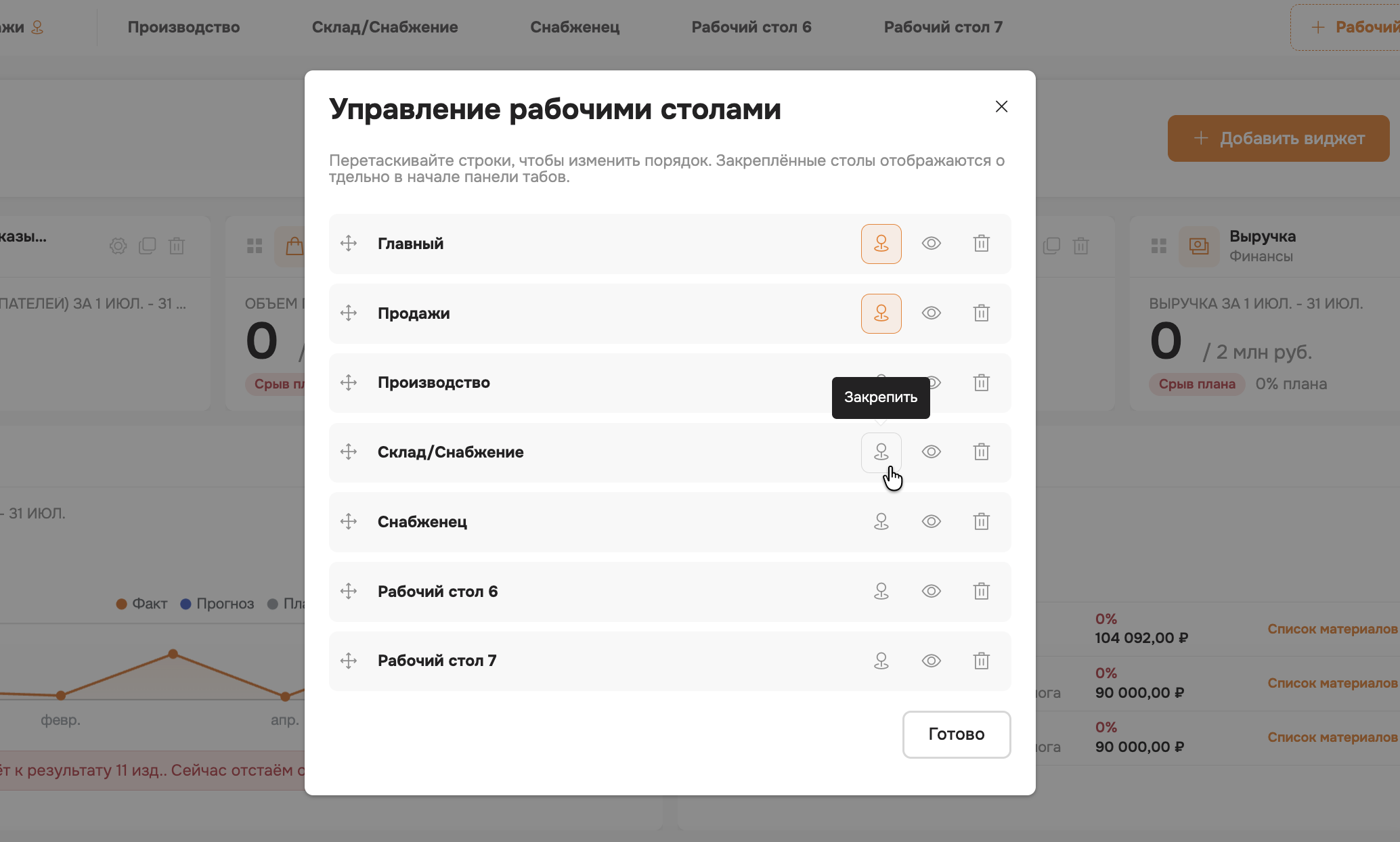 управление рабочими столами