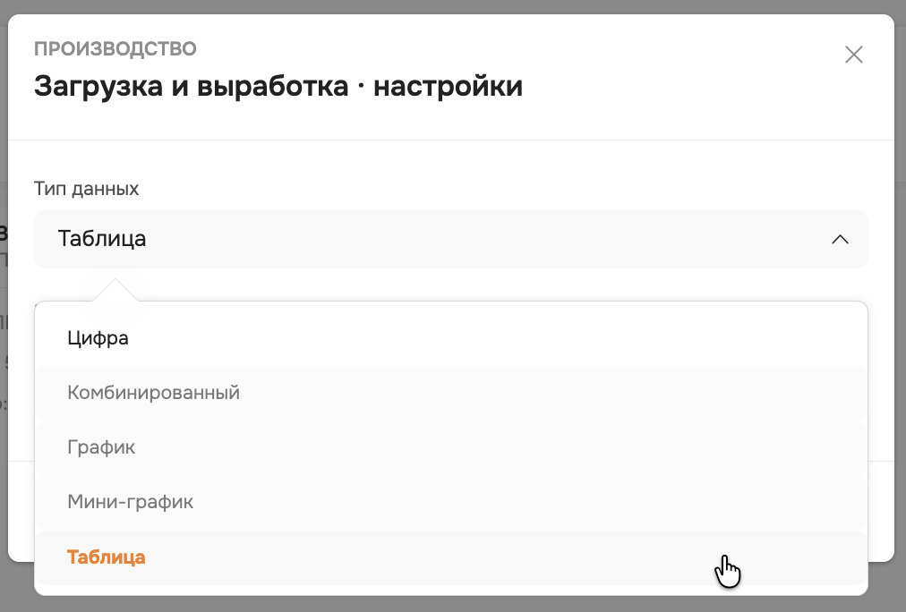 Настройка виджета загрузка и выработка