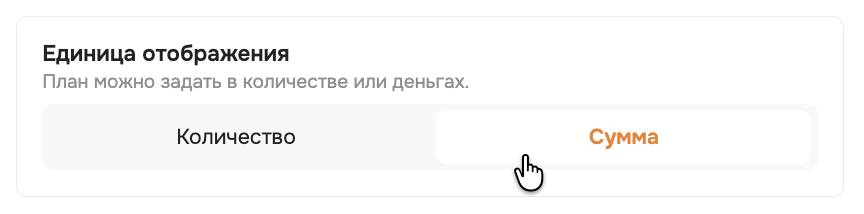единица отображения виджета объем продаж